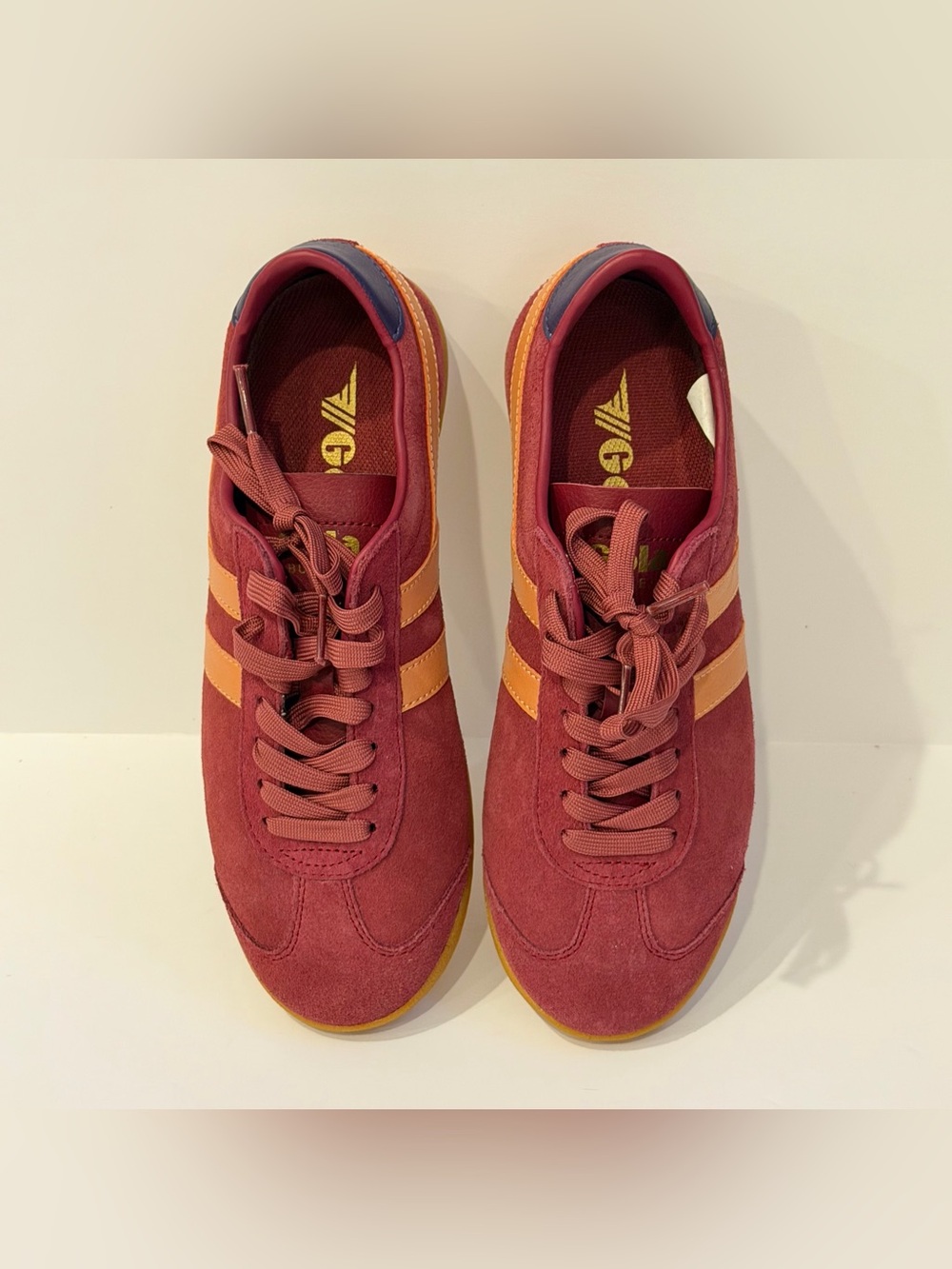 Gola Women’s Red Suede Trainer with Orange Stripes - NWOT - Picture 3 of 8
